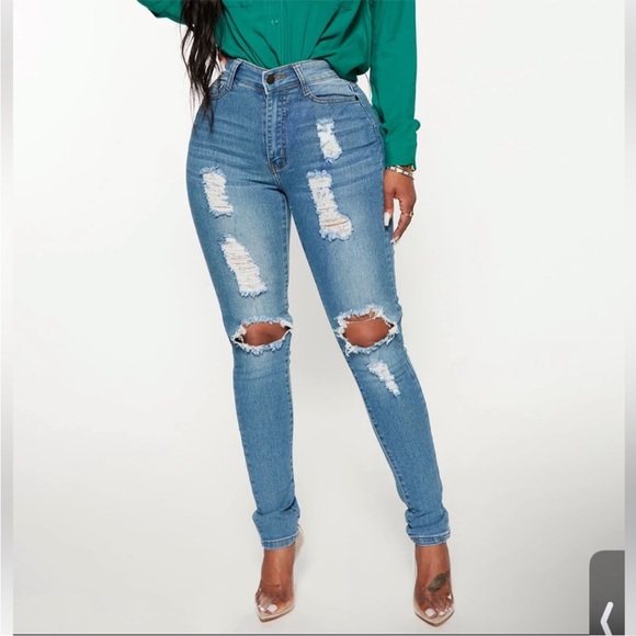 Distressed Skinny Jeans - Picture 1 of 5